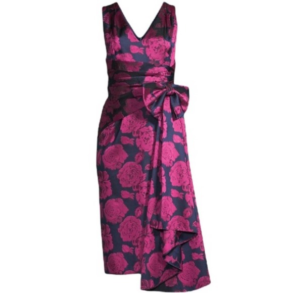 Aidan Mattox Floral Print Sleeveless Cocktail Dress in Fuchsia Multi - Picture 4 of 14